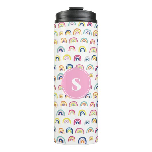 Monogram Regenboog Meisjes Thermosbeker (Voorkant)