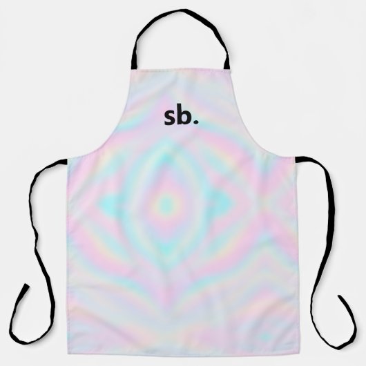 Monogram regenboog pastel hologram das kleurstof schort (Voorkant)