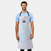 Monogram regenboog pastel hologram das kleurstof schort (Gedragen)