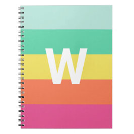 Monogram Regenboog Sherbet Kleurblok Persoonlijk Notitieboek