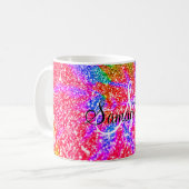 Monogram Regenboog Tie Dye Nep Glitters Koffiemok (Voorkant links)