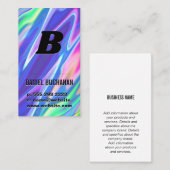 Monogram / Regenboog Vloeibare Metallic Achtergron Visitekaartje (Voorkant / Achterkant)