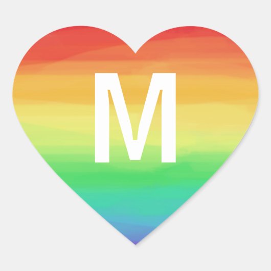 Monogram regenboogberoertes hart sticker (Voorkant)