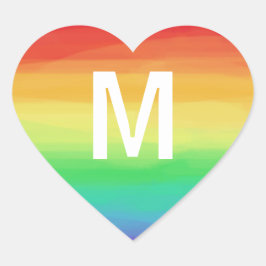 Monogram regenboogberoertes hart sticker