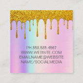 Monogram | Regenboogblend | Glitter Drip (goudglit Vierkante Visitekaartje (Achterkant)