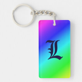 Monogram Regenboogdiagonale strepen Sleutelhanger