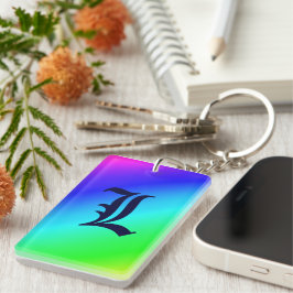 Monogram Regenboogdiagonale strepen Sleutelhanger