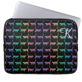 Monogram regenboogkatten Dierenbeschermhoes voor l Laptop Sleeve