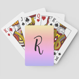 Monogram regenboogkleuren gepersonaliseerd pokerkaarten