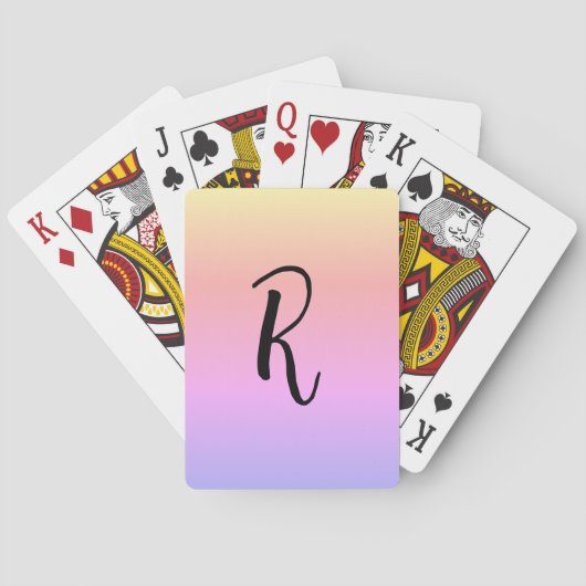 Monogram regenboogkleuren gepersonaliseerd pokerkaarten (Achterkant)