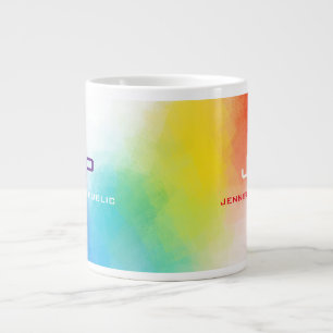 Monogram regenboogkleuren kleurrijke Abstracte Sja Grote Koffiekop