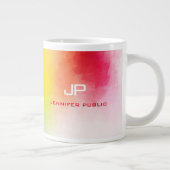 Monogram regenboogkleuren kleurrijke Abstracte Sja Grote Koffiekop (Rechts)