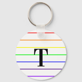Monogram regenboogkleurstrips sleutelhanger