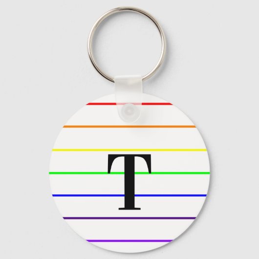 Monogram regenboogkleurstrips sleutelhanger (Voorkant)