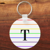 Monogram regenboogkleurstrips sleutelhanger (Voorkant)