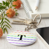 Monogram regenboogkleurstrips sleutelhanger (Zijkant)