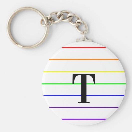 Monogram regenboogkleurstrips sleutelhanger (Voorkant)