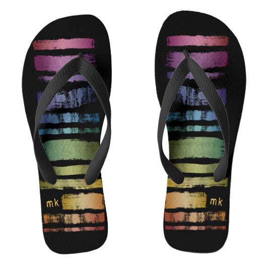 Monogram Regenboogpenseelstreken LGBTQ ID656 Teenslippers (Voetbed)