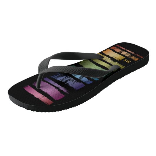 Monogram Regenboogpenseelstreken LGBTQ ID656 Teenslippers (Schuin)