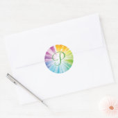 Monogram Regenboogstriped Sunburst Weddenschap Sti Ronde Sticker (Envelop)