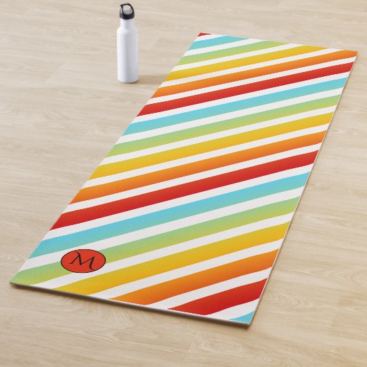 Monogram Regenboogstrips Gepersonaliseerd Yoga Mat (In situ)