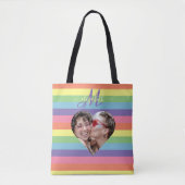 Monogram regenboogvlag kleurrijk tote bag (Voorkant)