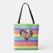 Monogram regenboogvlag kleurrijk tote bag (Achterkant)