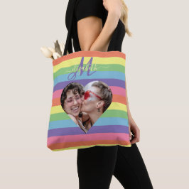 Monogram regenboogvlag kleurrijk tote bag