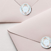 Monogram Regency Crest Elegant Blauw Ronde Sticker