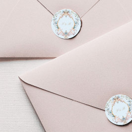 Monogram Regency Crest Elegant Blauw Ronde Sticker