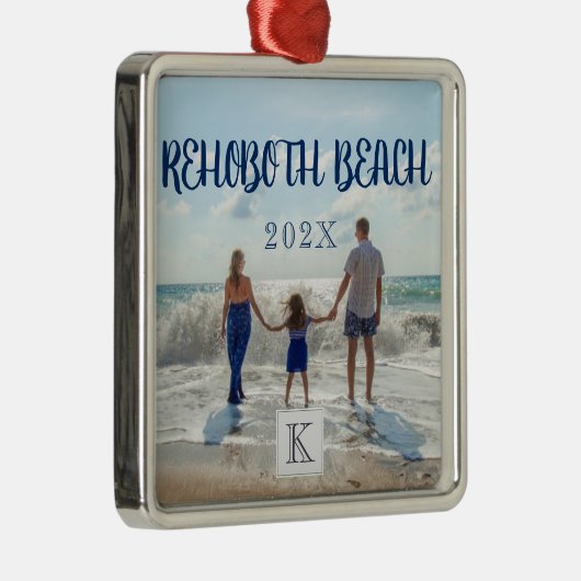Monogram Rehoboth Beach Family Travel Souvenir Metalen Ornament (Rechts)