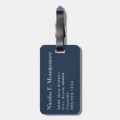 Monogram Reis Blauwe Grijze Zwaardvis Vissen Bagagelabel (Achterkant verticaal)