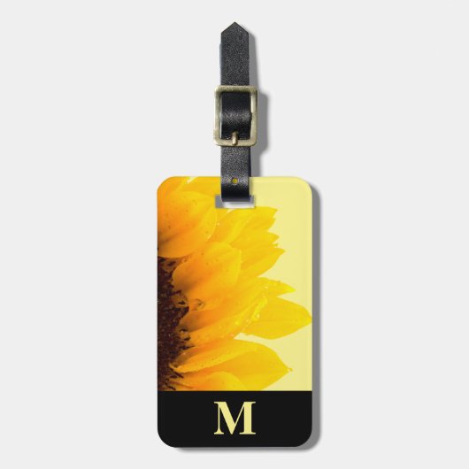 Monogram Reis Gele Zonnebloem op Geel Bagagelabel (Voorkant verticaal)