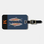 Monogram Reis Grijs Oranje Rivier Forel Vis Bagagelabel (Voorkant horizontaal)