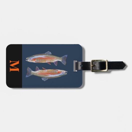 Monogram Reis Grijs Sinaasappel River Forel Vis Bagagelabel (Voorkant horizontaal)