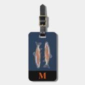 Monogram Reis Grijs Sinaasappel River Forel Vis Bagagelabel (Voorkant verticaal)