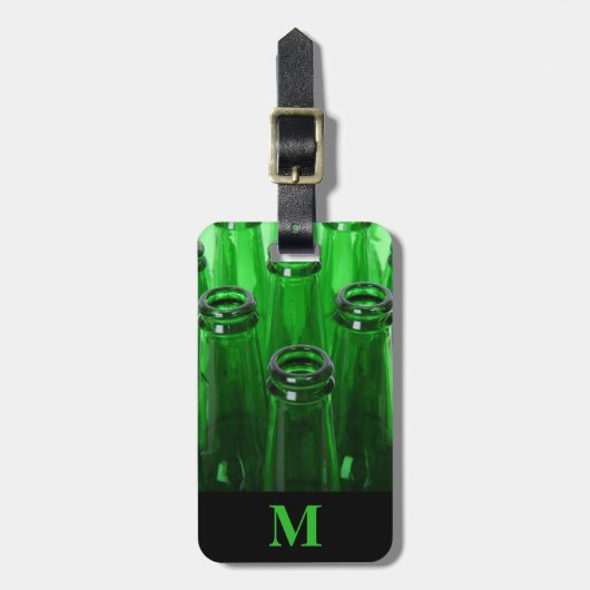 Monogram Reis Groen Bier Flessen Bagagelabel (Voorkant verticaal)