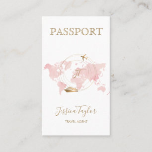 Monogram Reisagent Passport Wereldkaart Foto Visitekaartje