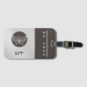 Monogram Reisbagage Tag met Vlinder Motief in Linn Bagagelabel (Voorkant (horizontaal))