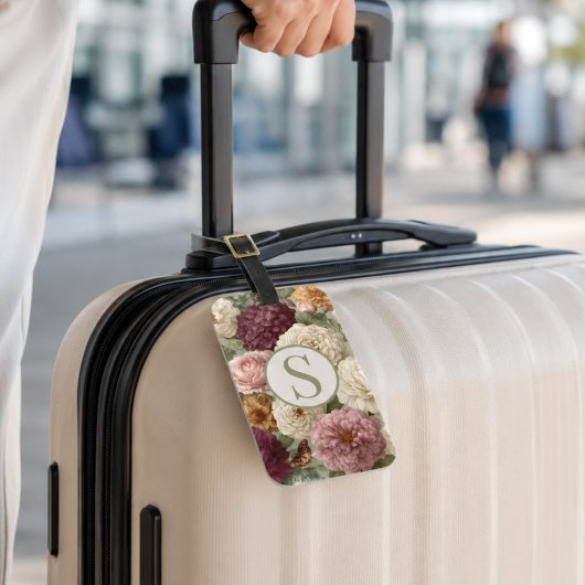 Monogram Reisgeschenk Paars Groen Bloemmotief Bagagelabel