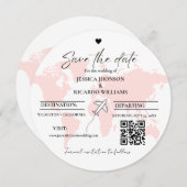 Monogram reizen bruiloft thema opslaan van de datu kaart (Voorkant / Achterkant)