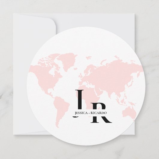 Monogram reizen bruiloft thema opslaan van de datu kaart (Achterkant)