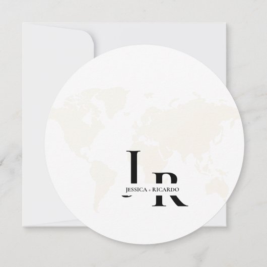 Monogram reizen bruiloft thema opslaan van de datu kaart (Achterkant)