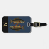 Monogram Reizen Grijs Groene Karper Vis Bagagelabel (Voorkant horizontaal)