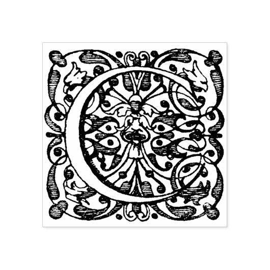 Monogram Renaissance C, 17e-eeuwse letter C Rubberstempel (Afrduk)