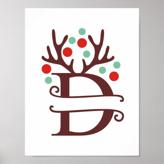 Monogram rendierbrief D splitsen personaliseren Poster (Voorkant)