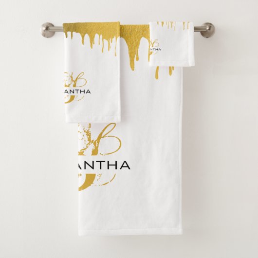 Monogram rendy Gold Metallic Drives Bad Handdoek (Insitu)