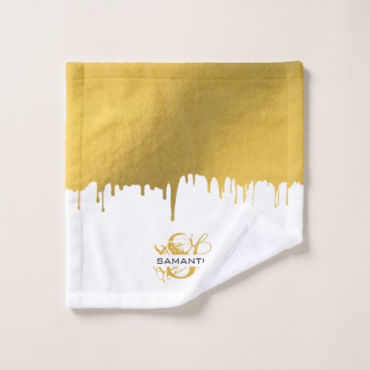 Monogram rendy Gold Metallic Drives Bad Handdoek (Wasdoekje)
