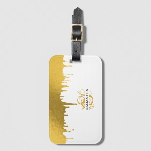 Monogram rendy Gold Metallic Drives Bagagelabel (Voorkant (verticaal))