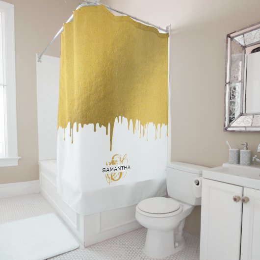 Monogram rendy Gold Metallic Drives Douchegordijn (In situ)